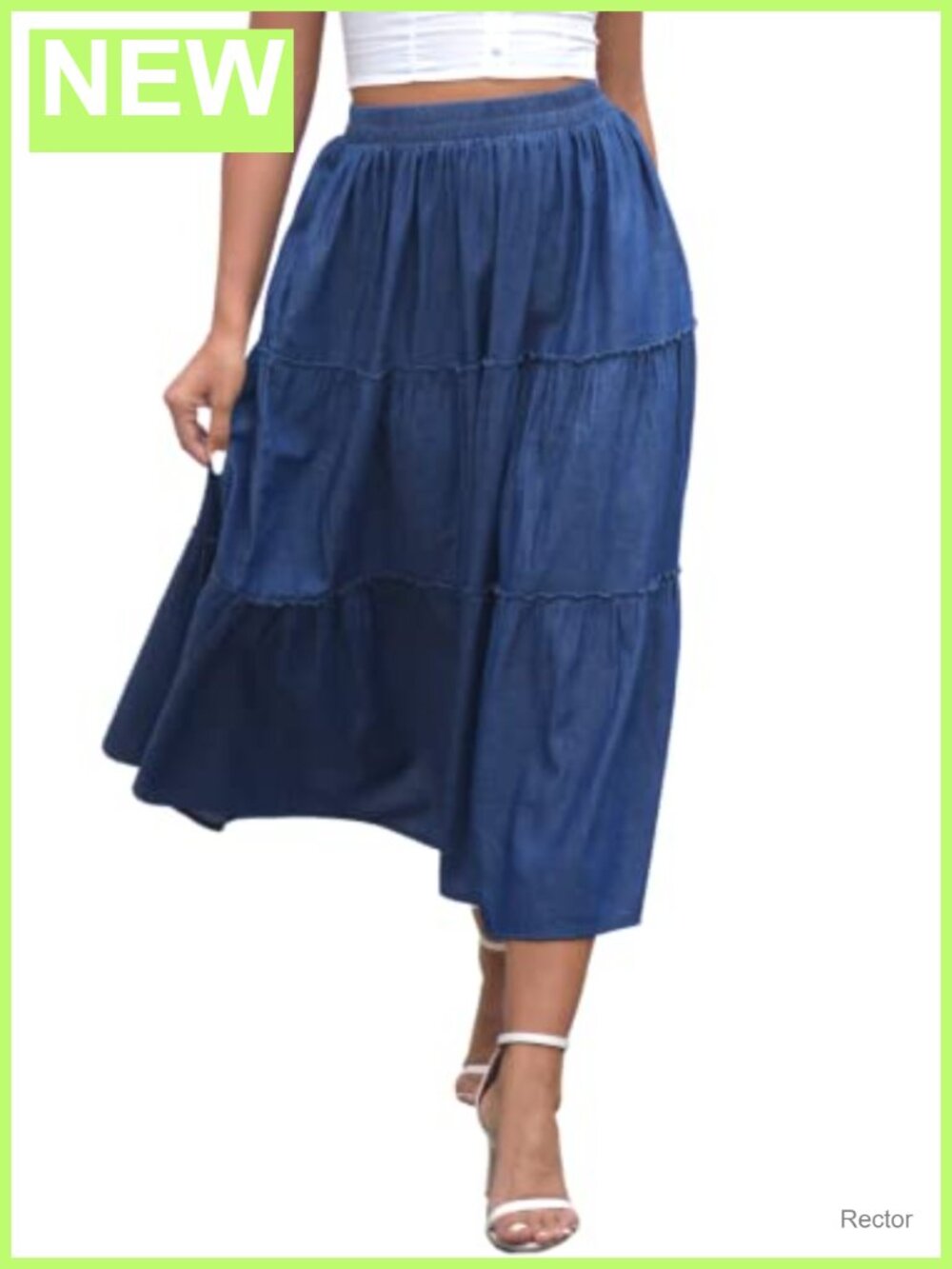 Women's Pleated Long Flowy Maxi Skirt Cotton A-Line Elastic Waist Pockets